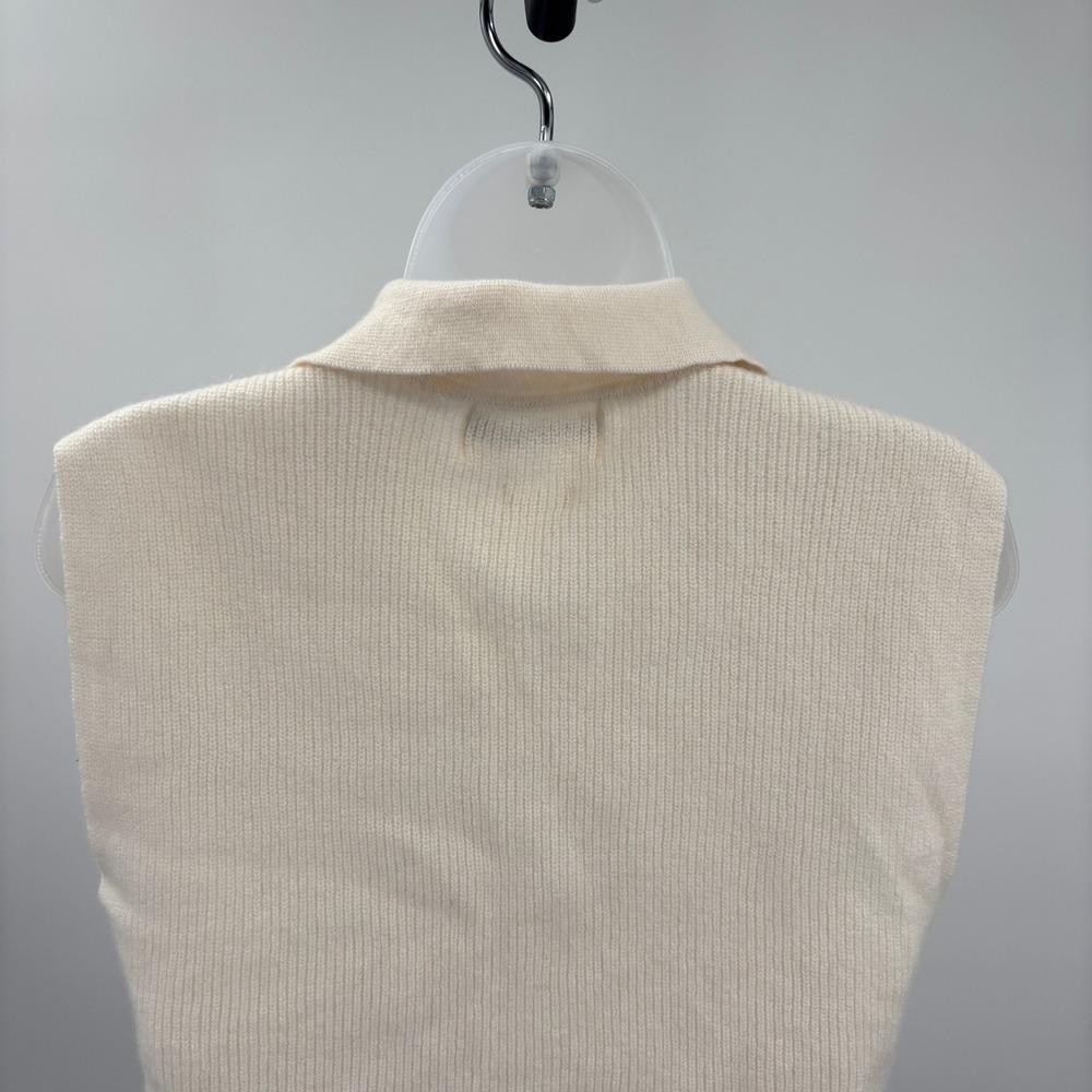 Colorush Cream V-Neck Collared Crop Top Ribbed Knit Polo Sweater Vest Womens 1 S - Picture 6 of 9